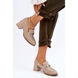 Lemar Cómodos Zapatos De Salón Damira De Piel Beige 3