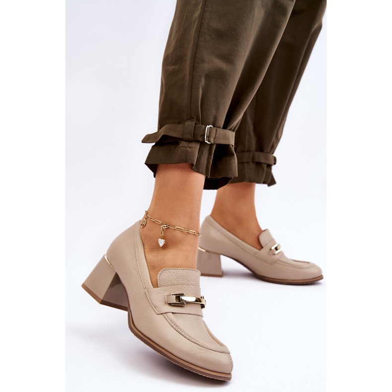 Lemar Cómodos Zapatos De Salón Damira De Piel Beige 2