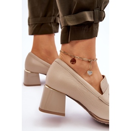 Lemar Cómodos Zapatos De Salón Damira De Piel Beige 4