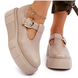 Lemar Zapatos de cuero de moda en una plataforma masiva beige Colson 8