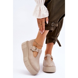 Lemar Zapatos de cuero de moda en una plataforma masiva beige Colson 1