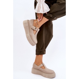 Lemar Zapatos de cuero de moda en una plataforma masiva beige Colson 2