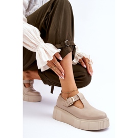 Lemar Zapatos de cuero de moda en una plataforma masiva beige Colson 3