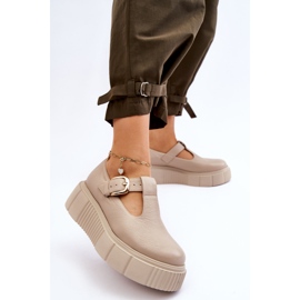 Lemar Zapatos de cuero de moda en una plataforma masiva beige Colson 5