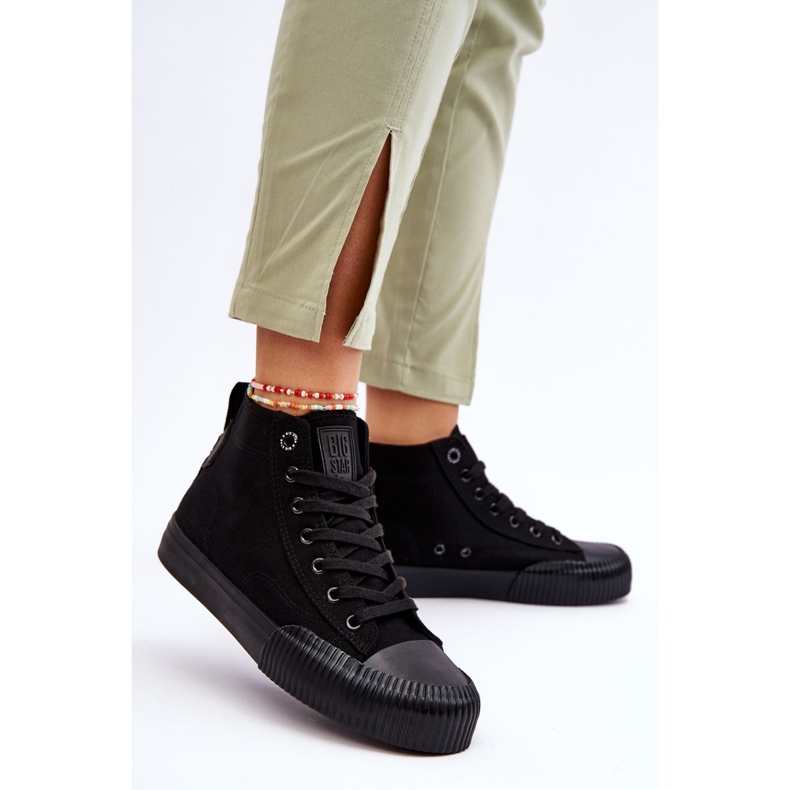Big Star Fabric High Top Sneakers para mujer LL274444 Negro 2