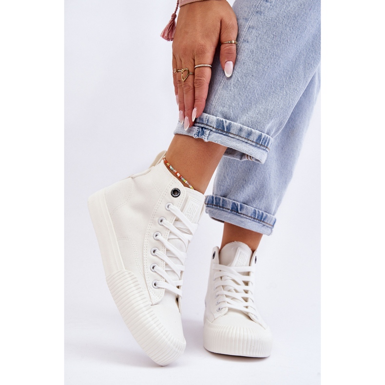 Zapatillas altas de tela Big Star para mujer LL274445 Blanco 1