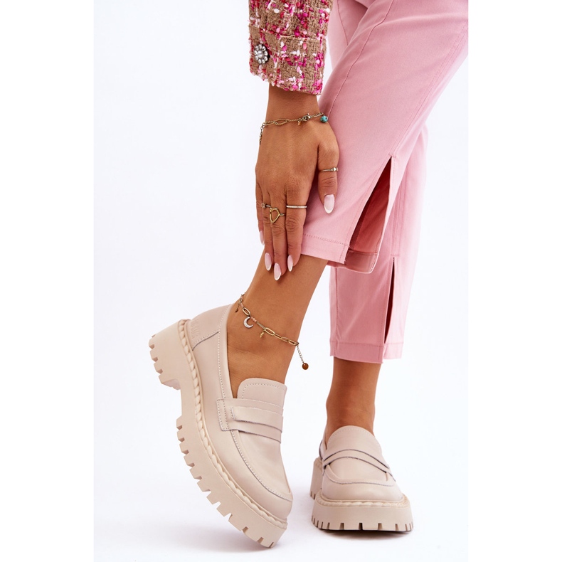 Mocasines Mujer Piel Zapatos Big Star LL274457 Beige 1