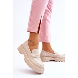 Mocasines Mujer Piel Zapatos Big Star LL274457 Beige 2