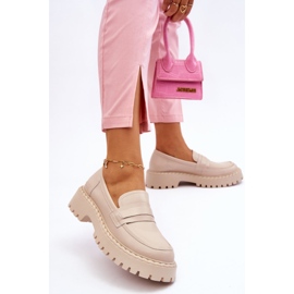 Mocasines Mujer Piel Zapatos Big Star LL274457 Beige 6