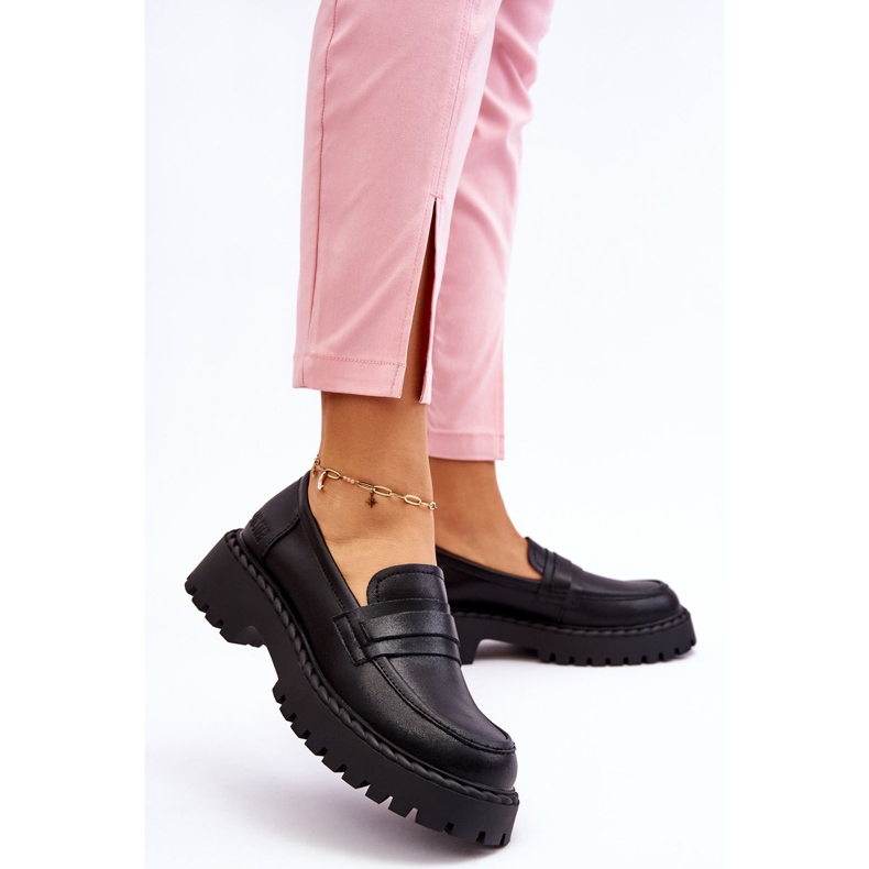 Mocasines Mujer Big Star Cuero Zapatos LL274458 Negro 2