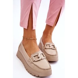 Lemar Mocasines De Piel Con Plataforma Y Adornos Desmond Beige 3