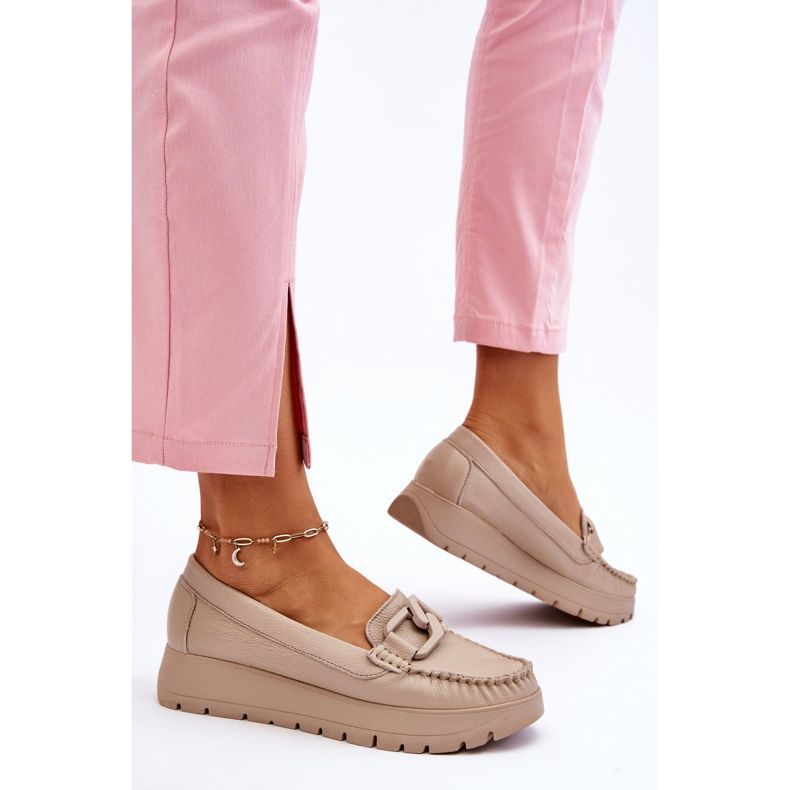 Lemar Mocasines De Piel Con Plataforma Y Adornos Desmond Beige 2