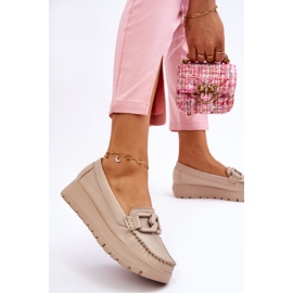 Lemar Mocasines De Piel Con Plataforma Y Adornos Desmond Beige 5