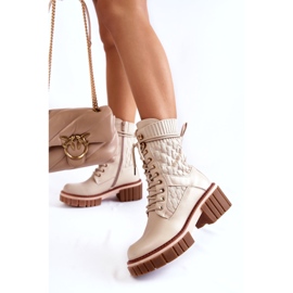 PE1 Botas Altas De Mujer Con Cremallera Beige Enroe 2