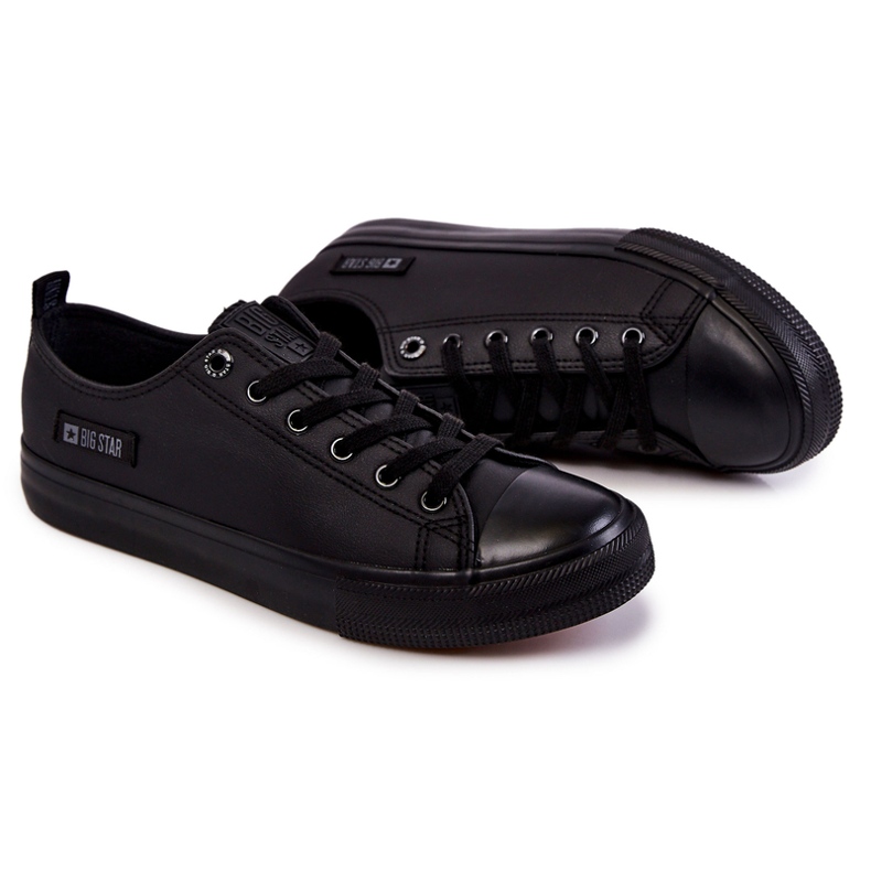 Zapatillas bajas de cuero para hombre Big Star KK174009 Negro 2