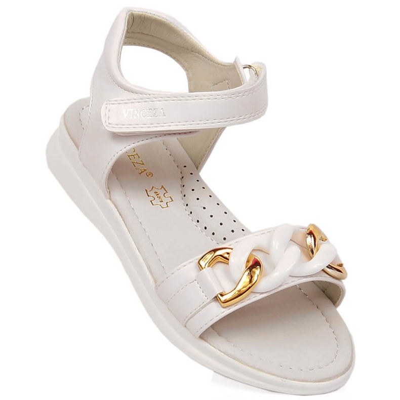 Sandalias niña con cadena velcro blanco Vinceza 36127 1