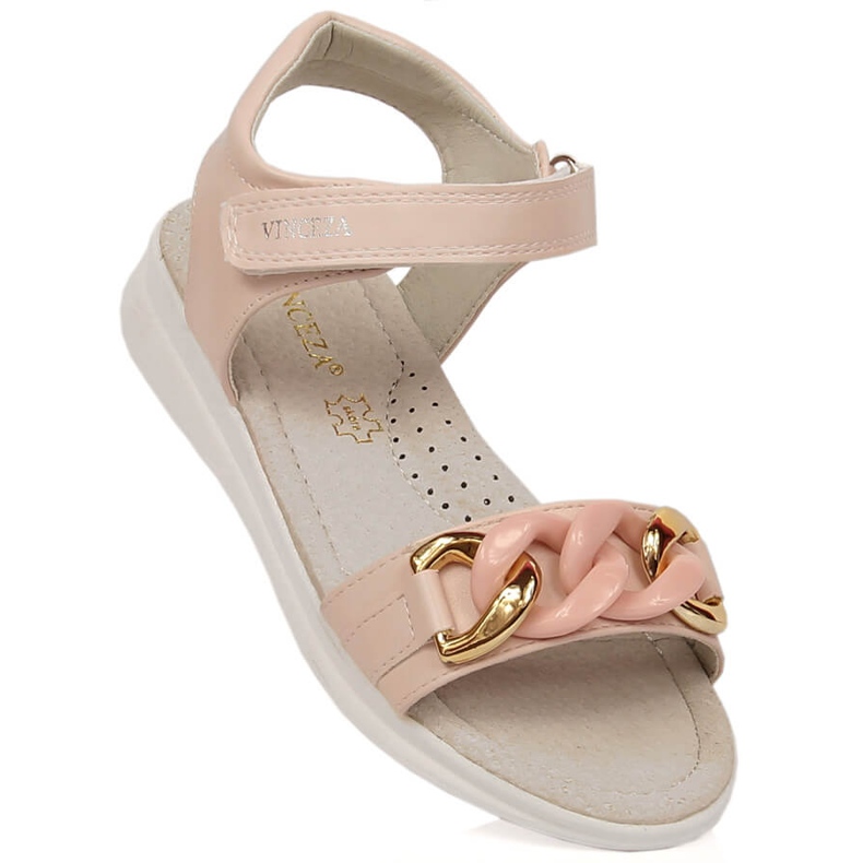 Sandalias niña con cadena velcro rosa Vinceza 36127 rosado 1