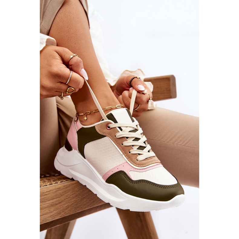 Deportivas Mujer Piel Plataforma Chaya Beige Y Rosa 1