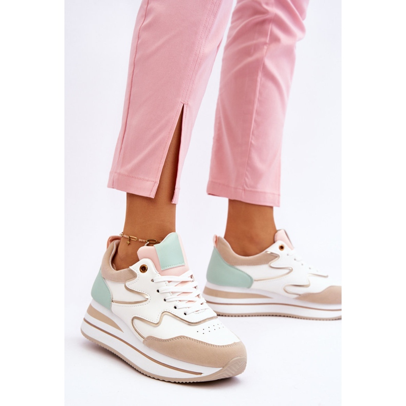 PG1 Zapatos deportivos de cuero blanco y beige Roen de moda 2