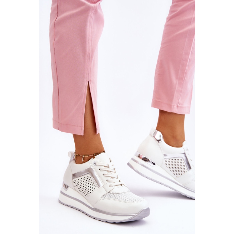 PG1 Zapatos deportivos de cuña baja de cuero Braylen blanco 2 PG1 Zapatos deportivos de cuña baja de cuero Braylen blanco 2