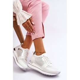 PG1 Zapatos deportivos de cuña baja de cuero Braylen blanco 6