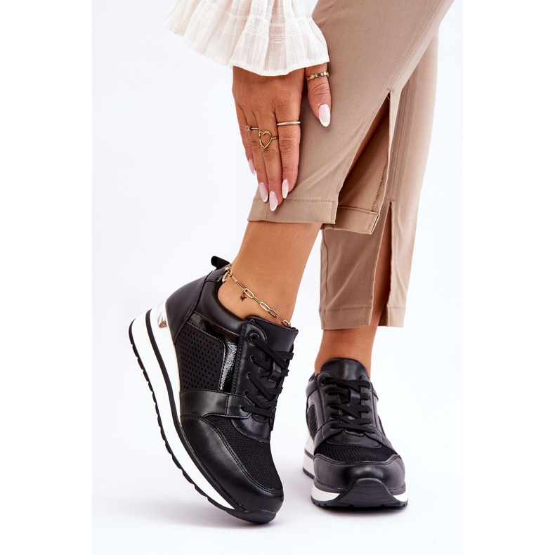 PG1 Zapatos deportivos de cuero negro con cuña baja Braylen 1