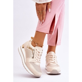 PG1 Deportivas De Piel Con Cuña Baja Beige Braylen 1