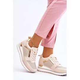 PG1 Deportivas De Piel Con Cuña Baja Beige Braylen 3