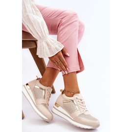 PG1 Deportivas De Piel Con Cuña Baja Beige Braylen 6