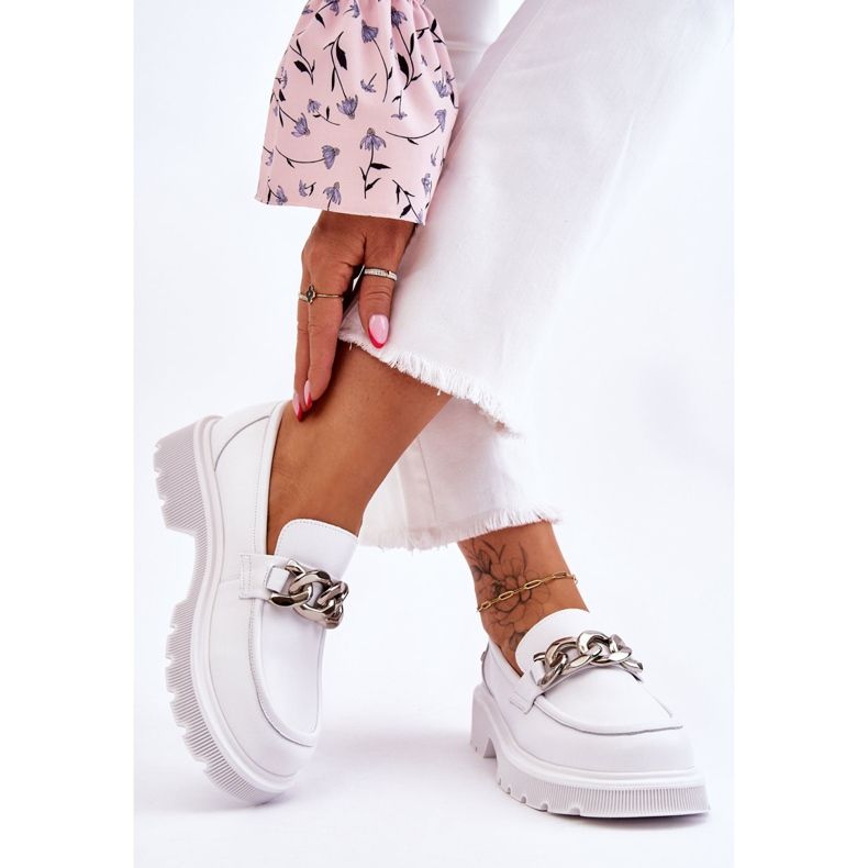 Mocasín Piel Con Cadena GOE LL2N4038 Blanco 2 Mocasín Piel Con Cadena GOE LL2N4038 Blanco 2