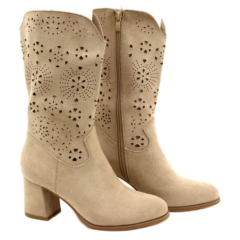 M.Daszyński Botas Mujer Ante Calado, J. Beige 4