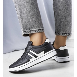 BM Zapatillas negras con inserciones blancas de Olympia. negro 1 BM Zapatillas negras con inserciones blancas de Olympia. negro 1