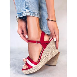 Alpargatas rojas con cuñas, rojo 9072 Rojo 2