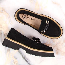 Mocasines de mujer en ante con cadena Filippo DP4589/23 negro 3