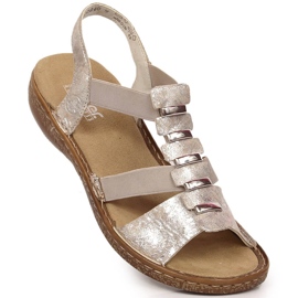 Cómodas sandalias de mujer sin cordones Rieker 62850-90 beige 8