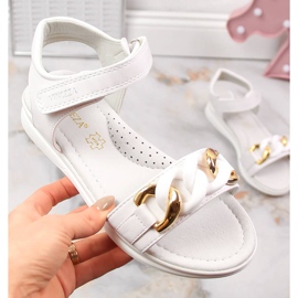 Sandalias niña con cadena velcro blanco Vinceza 36127 2