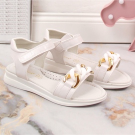 Sandalias niña con cadena velcro blanco Vinceza 36127 3