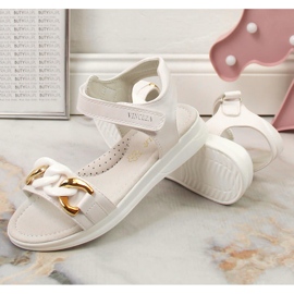 Sandalias niña con cadena velcro blanco Vinceza 36127 4