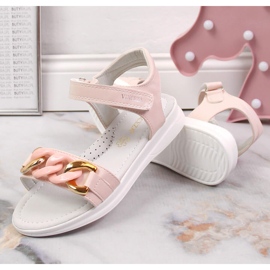 Sandalias niña con cadena velcro rosa Vinceza 36127 rosado 3