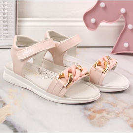 Sandalias niña con cadena velcro rosa Vinceza 36127 rosado 4