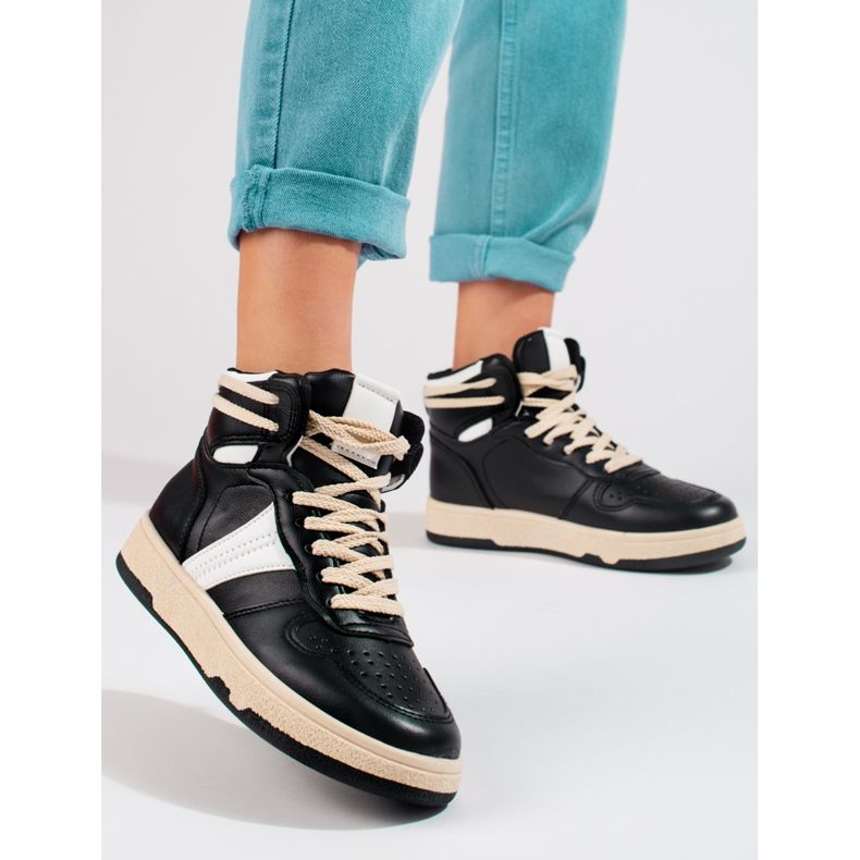 Deportivas altas Shelovet negras para mujer negro 1