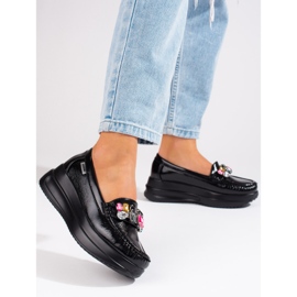Goodin Mocasines charol sobre plataforma gruesa con cristales Shelovet negro 1