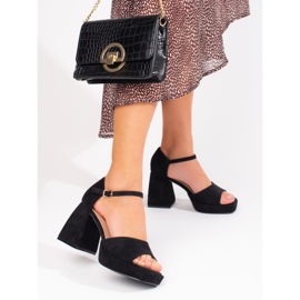 Sandalias de tacón en ante negras de Vinceza negro 2