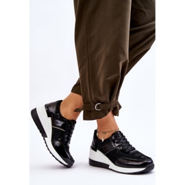 S.Barski Crosby Mujer Cuero Wedge Sneakers Negro 4