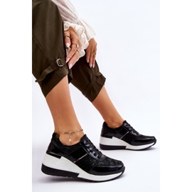 S.Barski Crosby Mujer Cuero Wedge Sneakers Negro 5