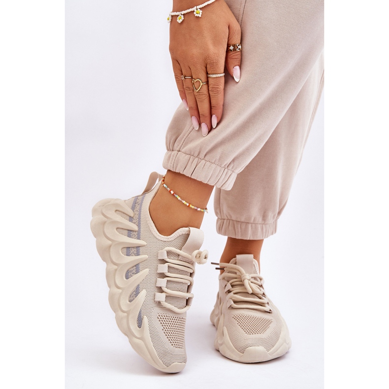 PG1 Zapatillas De Mujer De Estilo Calcetín De Moda Beige Daxo 1