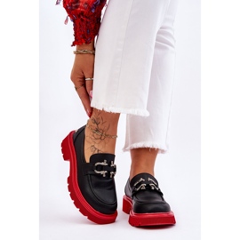 Mocasines De Piel Con Adorno GOE LL2N4040 Negro-Rojo 3