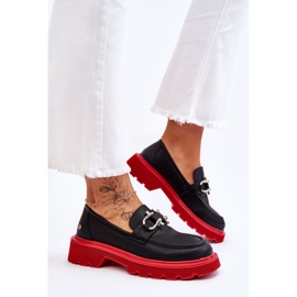 Mocasines De Piel Con Adorno GOE LL2N4040 Negro-Rojo 7