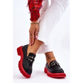 Mocasines De Piel Con Adorno GOE LL2N4040 Negro-Rojo 4