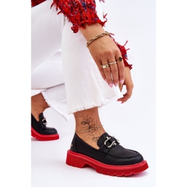 Mocasines De Piel Con Adorno GOE LL2N4040 Negro-Rojo 10
